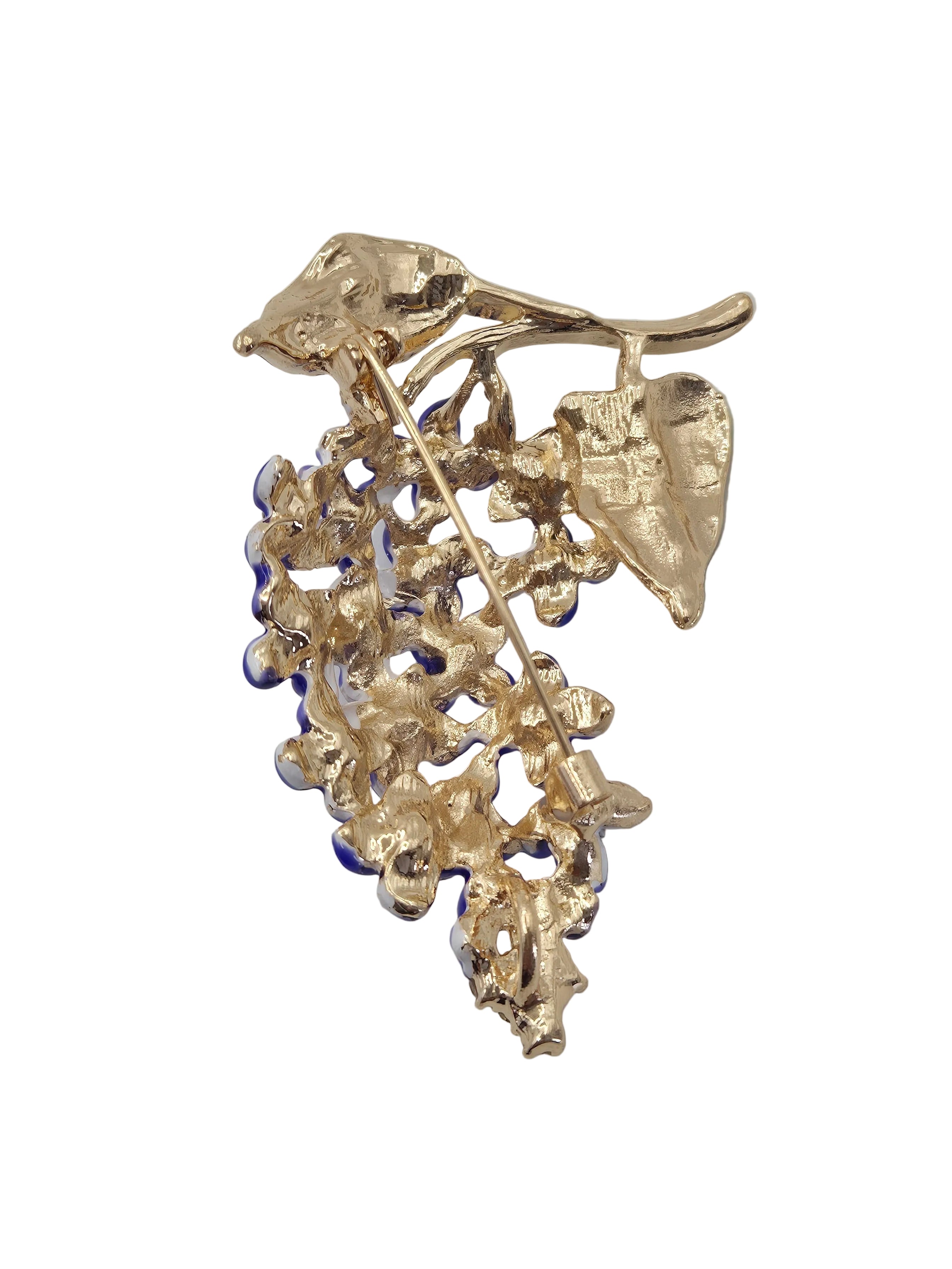 reverse side large wisteria brooch on white background