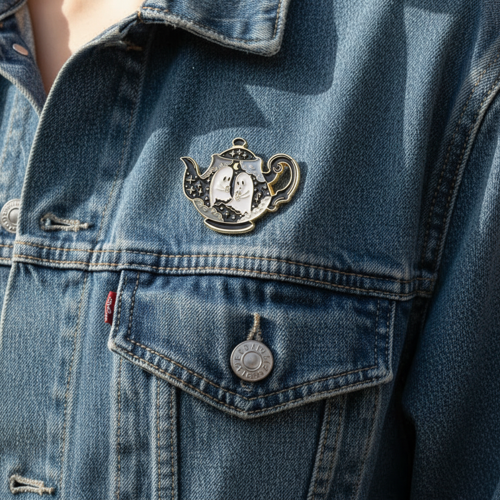 Ghost Teapot Pin Brooch