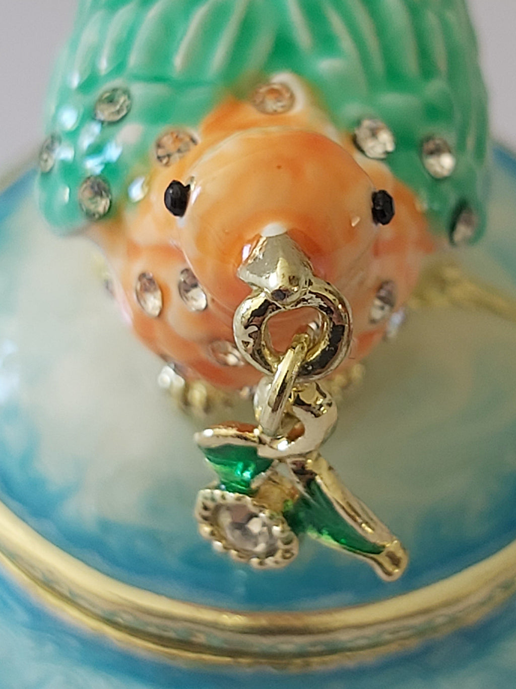 bird trinket pot with rhinestones