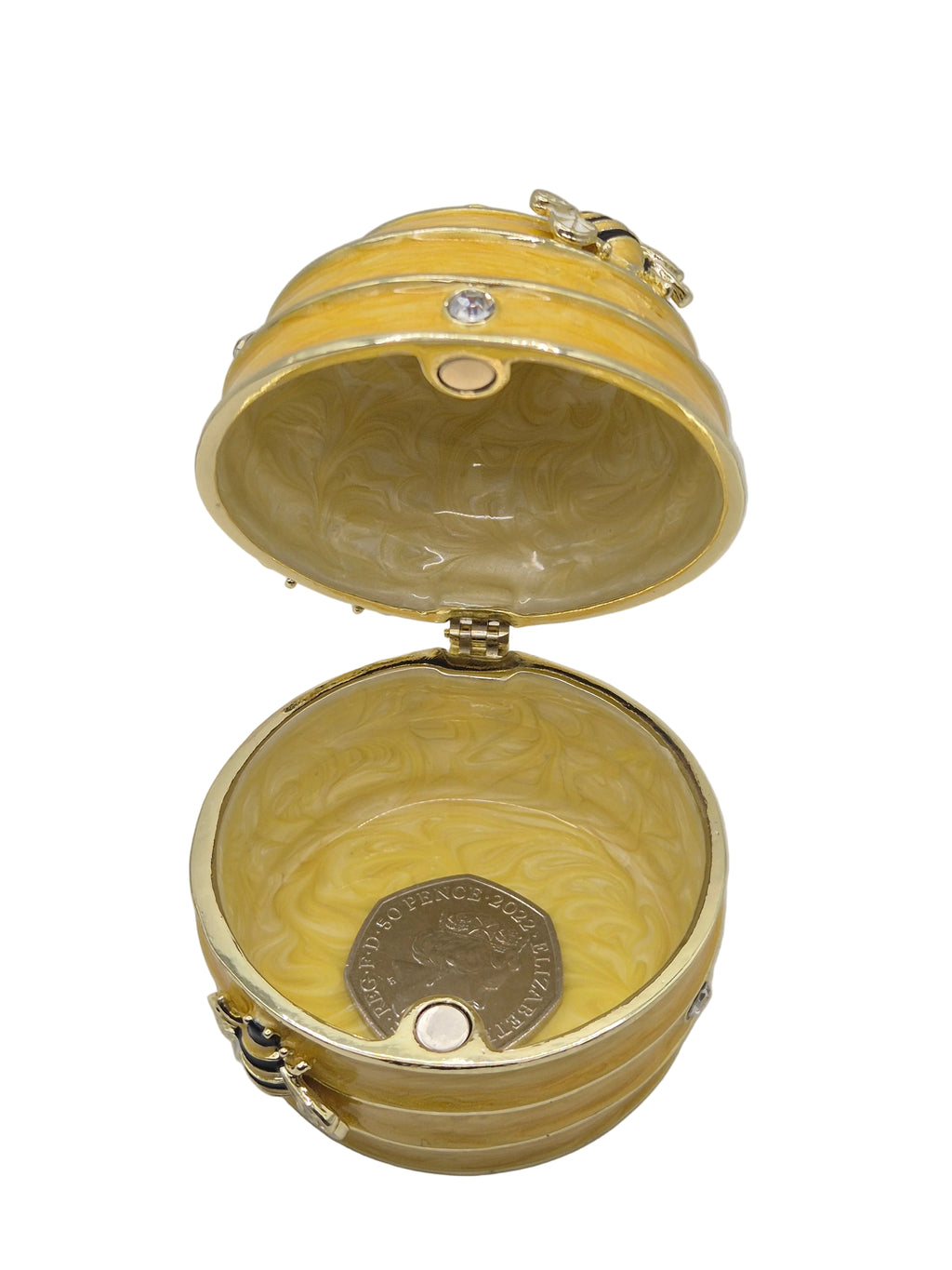 bee hive trinket pot with rhinestones