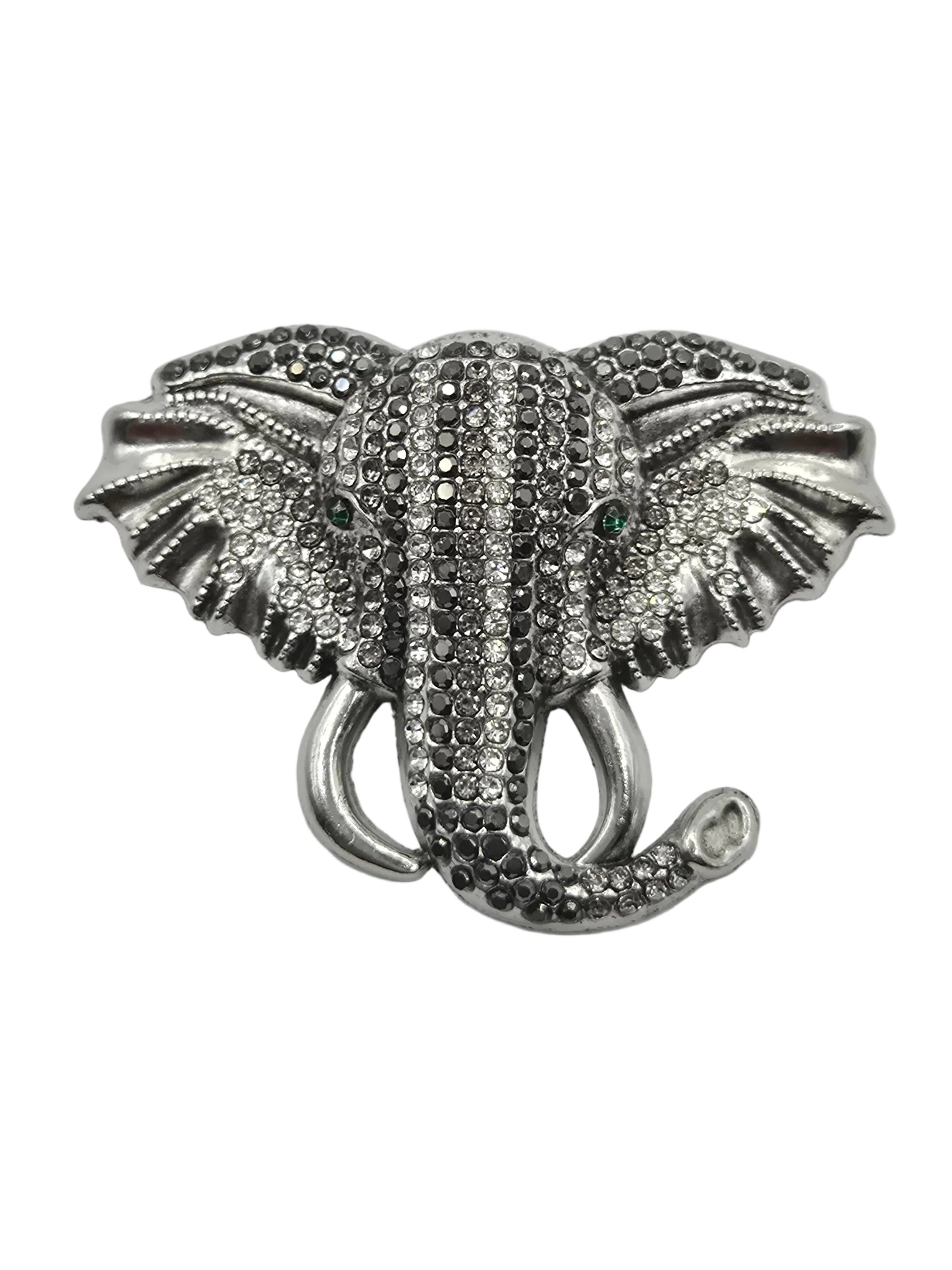 Large silver elephant brooch pin back clasp detail