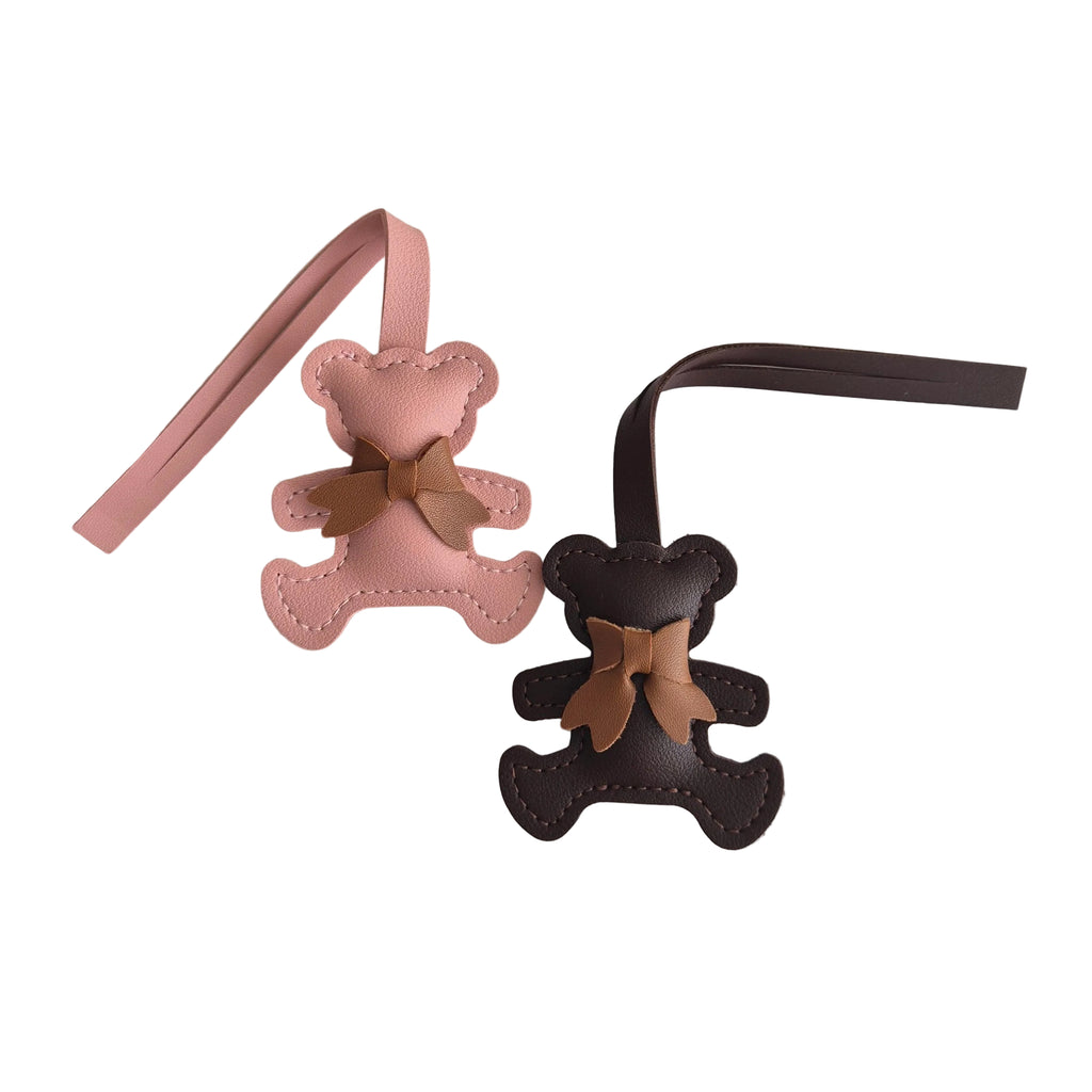 Faux Leather Teddy Bear Bag Charm