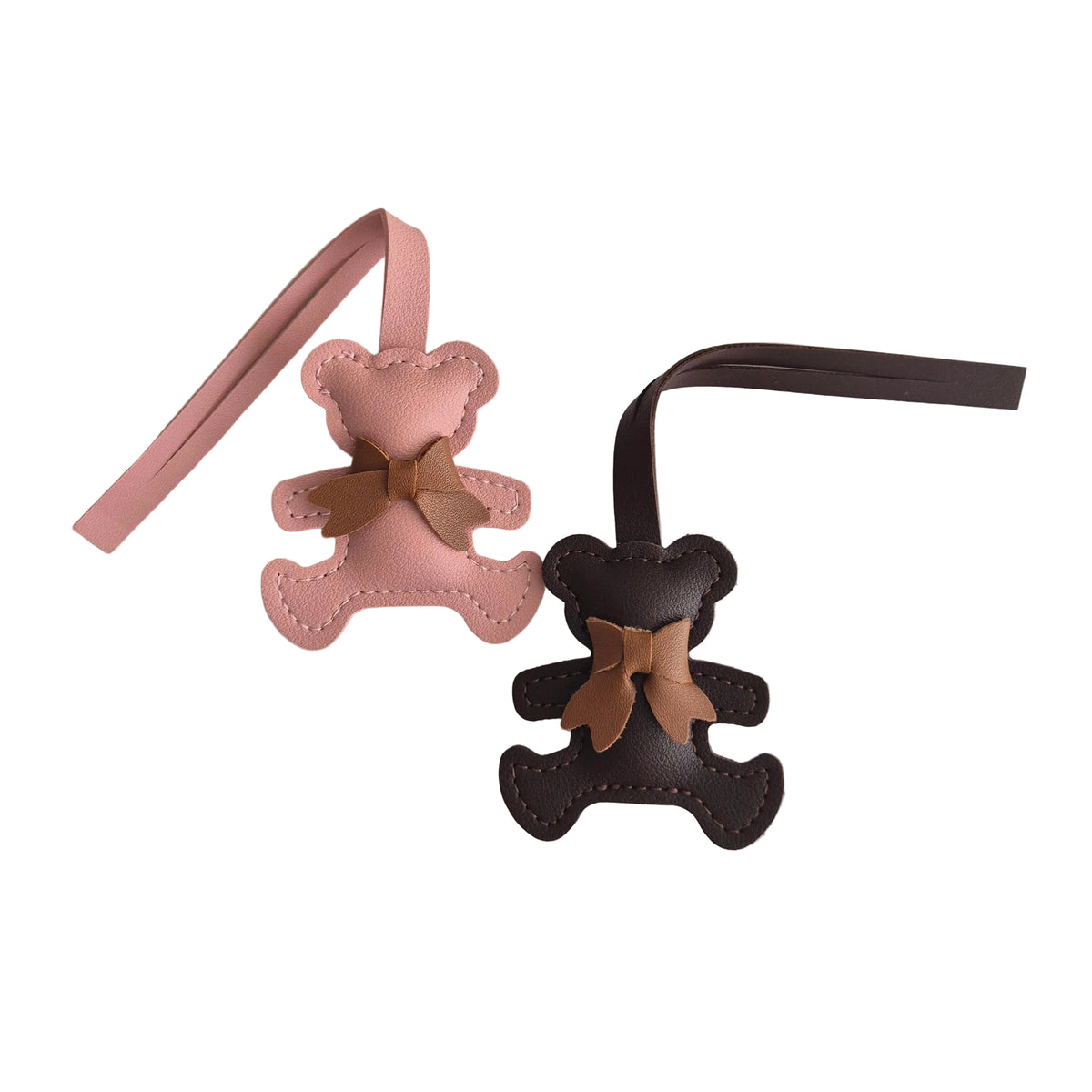 Faux Leather Teddy Bear Bag Charm