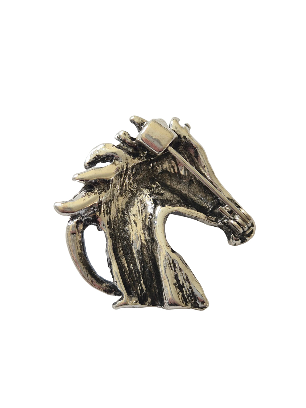 Silver horse head gift brooch