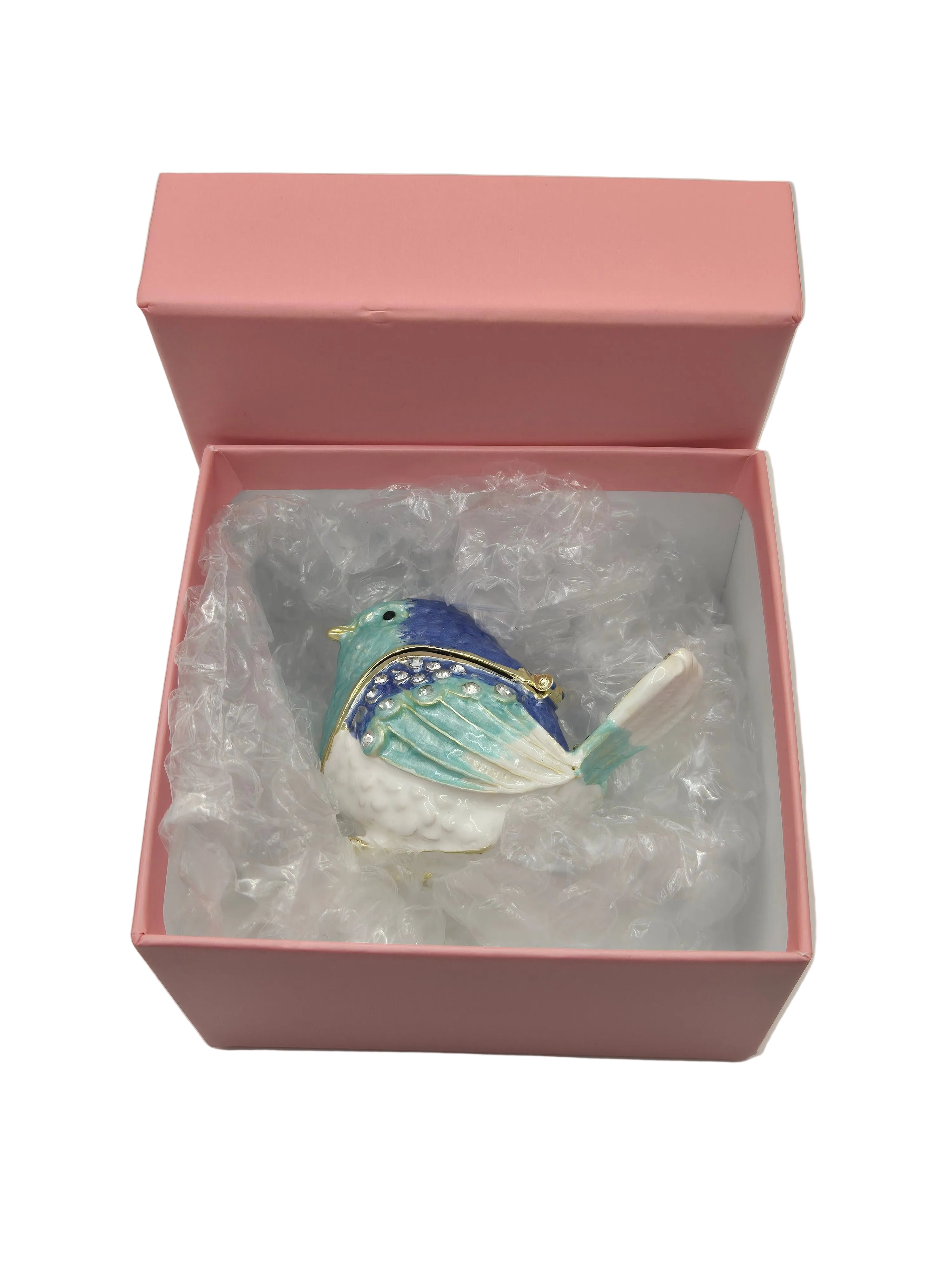 Decorative blue bird jewellery trinket dish  in box