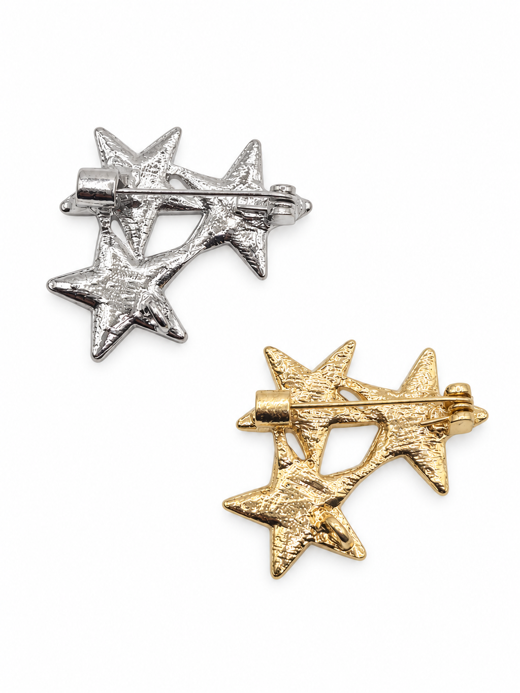 Triple Star Rhinestone Brooch Pin