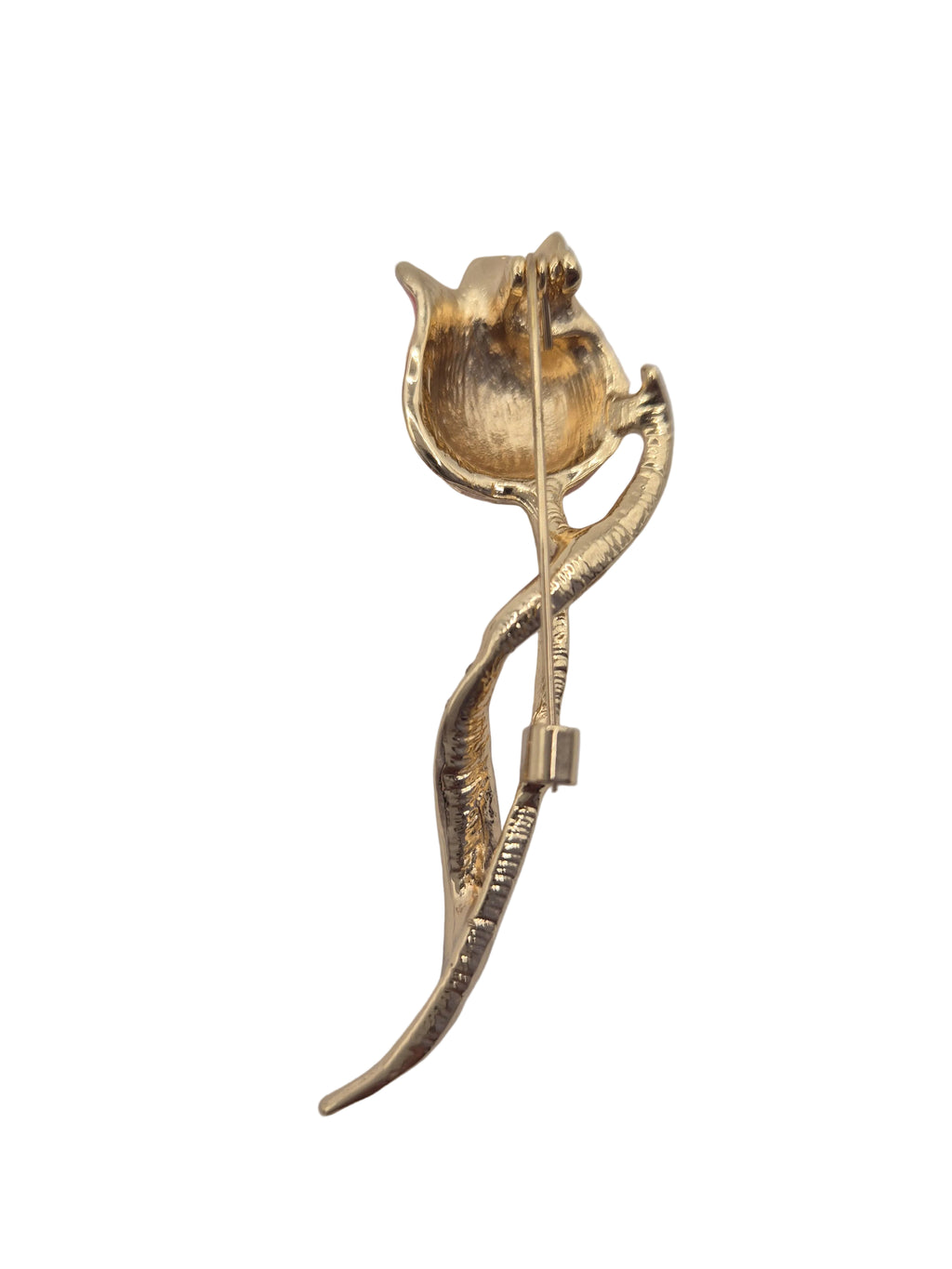 tulip-shaped  flower brooch on a white background