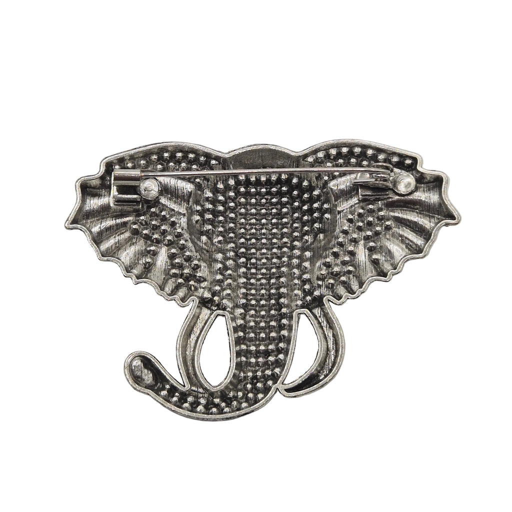 Large silver elephant statement brooch jewellery accessory
