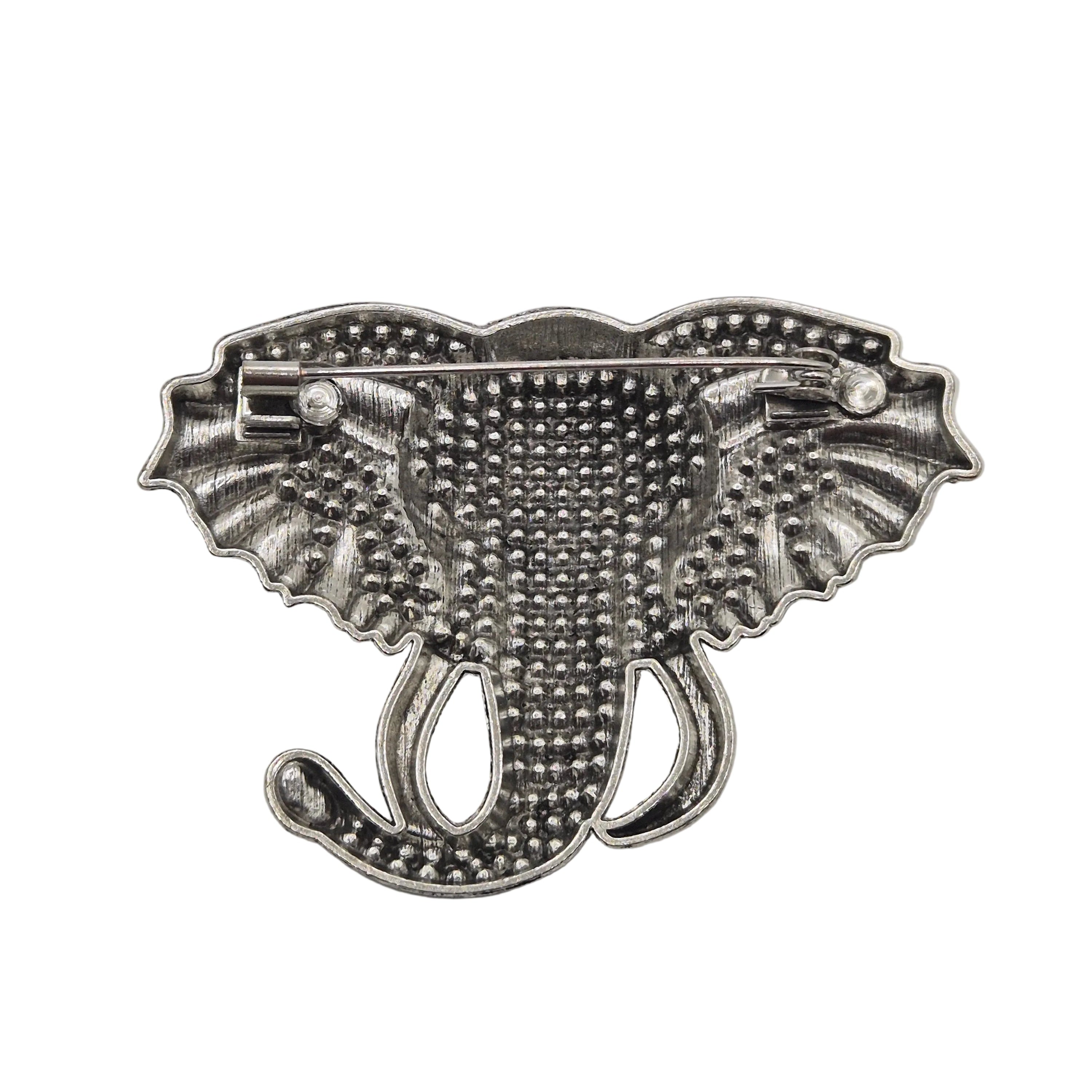 Large silver elephant statement brooch jewellery accessory
