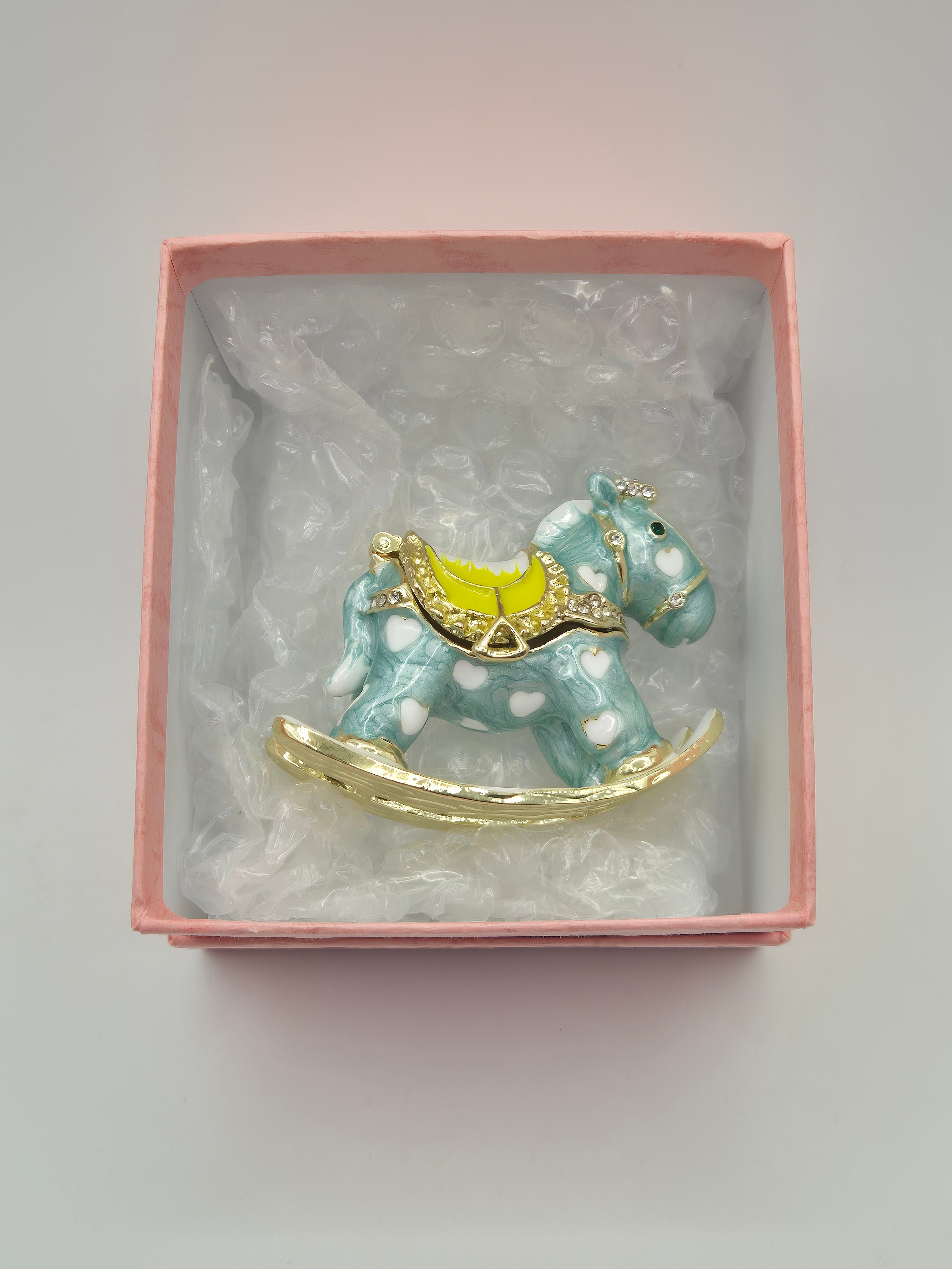rocking horse trinket storage pot in box