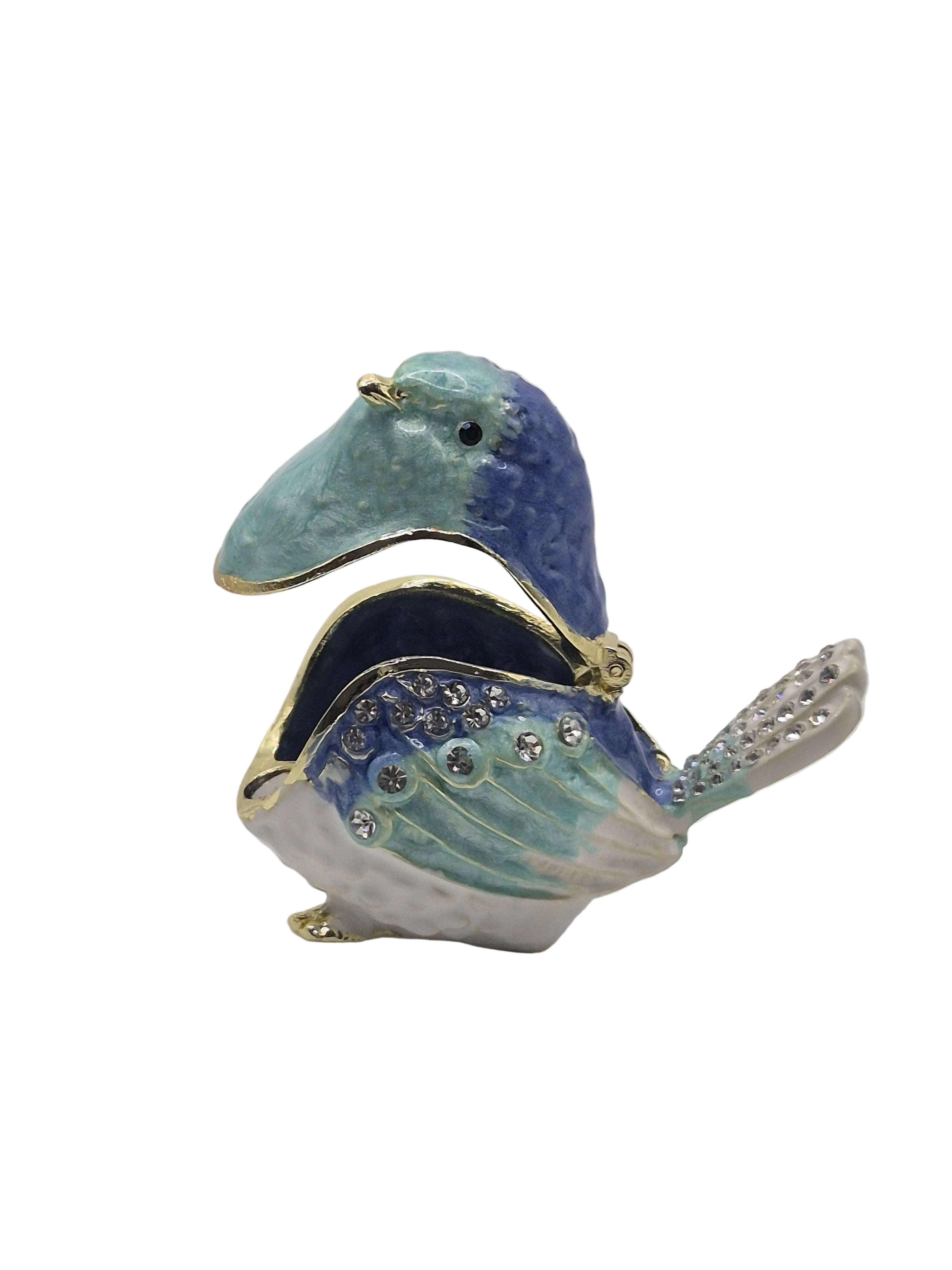 opening bird trinket pot blue