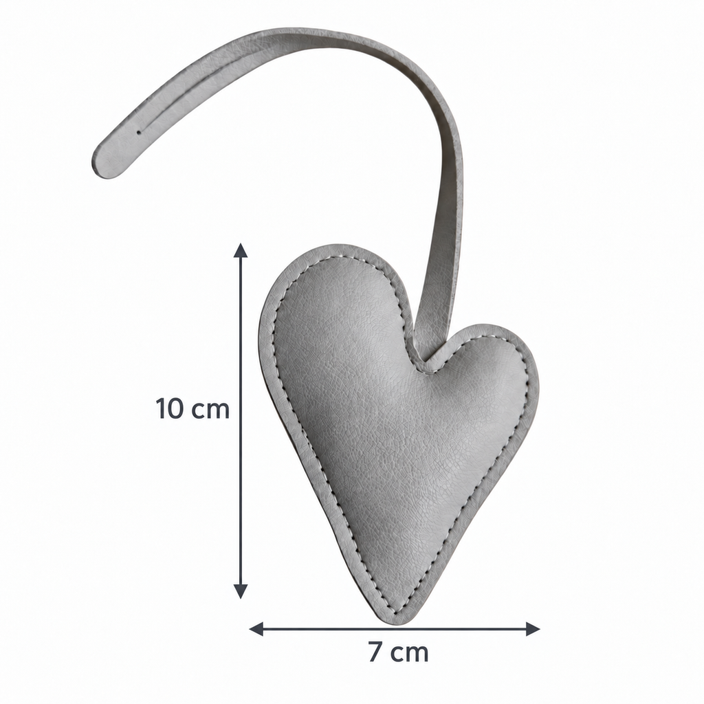Grey Faux Leather Padded Heart Bag Charm