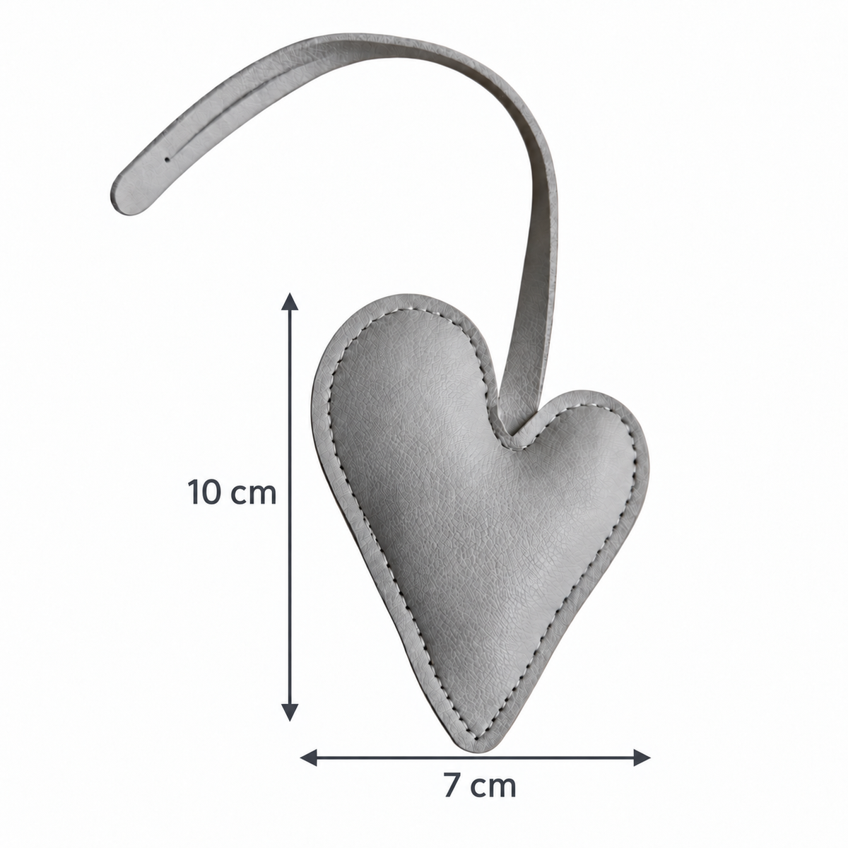 Grey Faux Leather Padded Heart Bag Charm