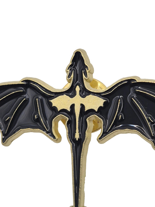 Black and gold dragon pin brooch