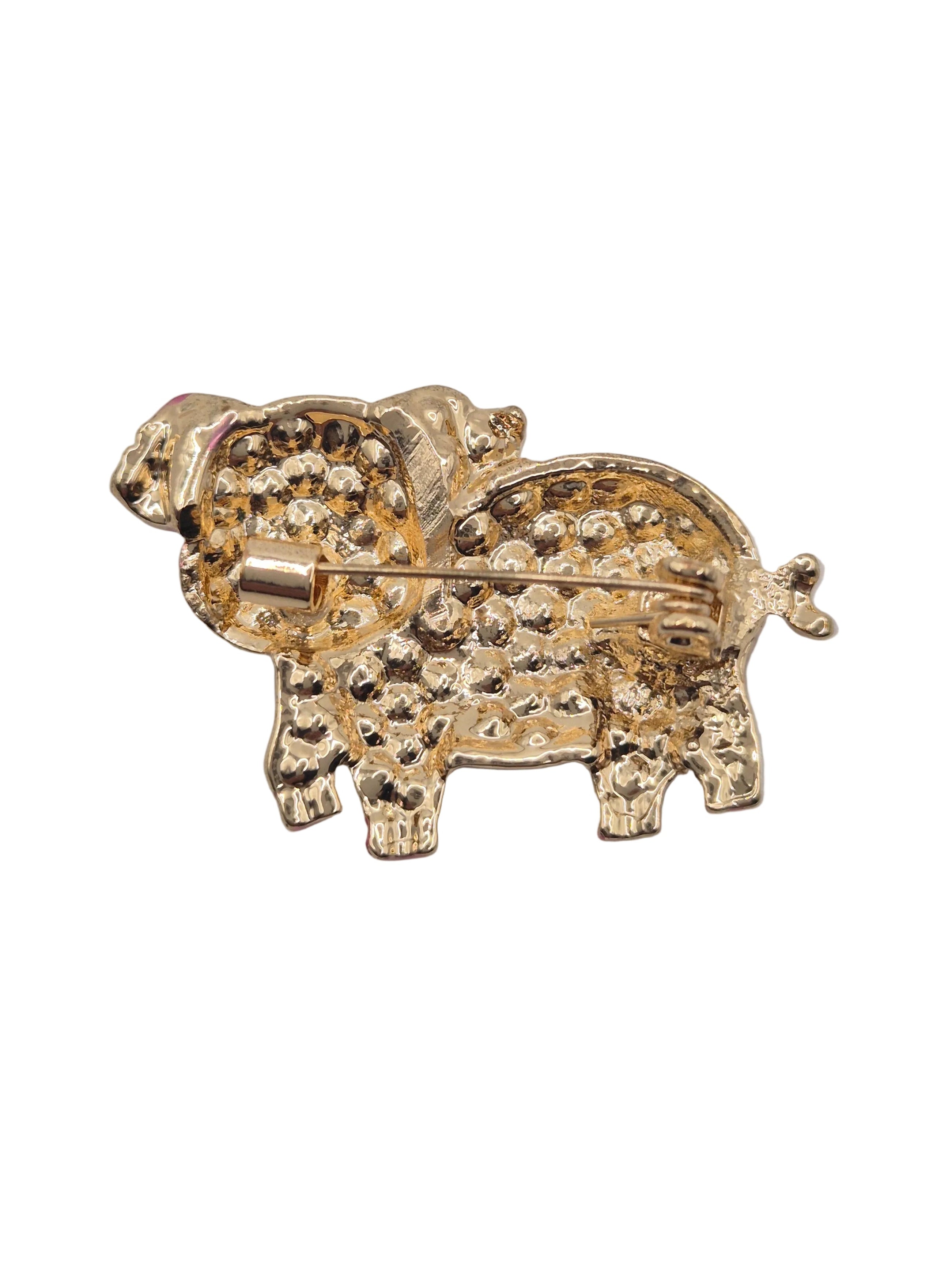 pig brooch reverse side on white background