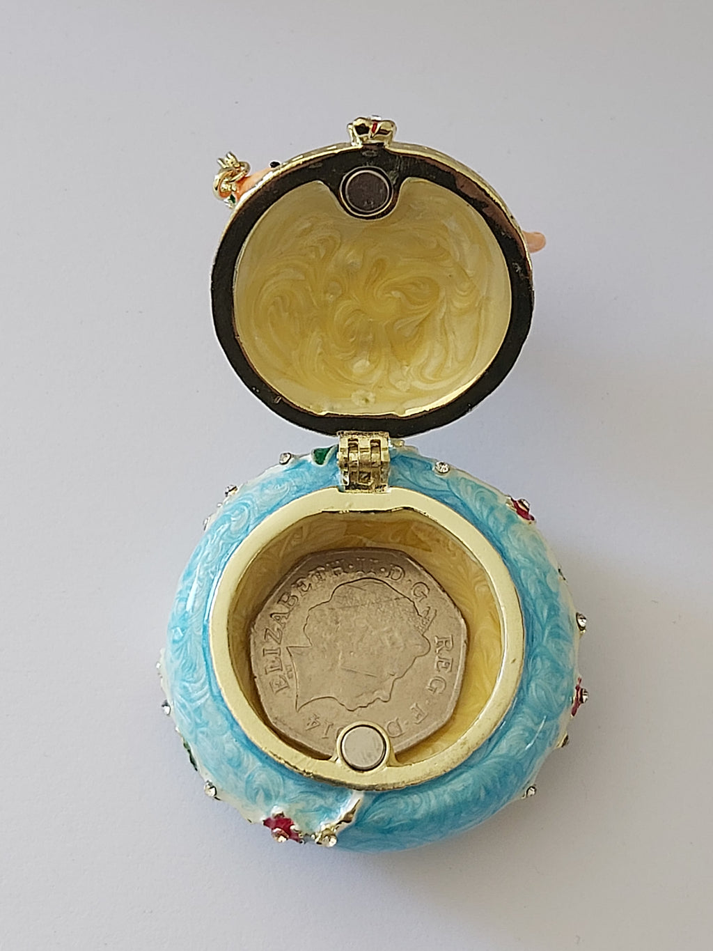 decorative bird trinket pot with rhinestones