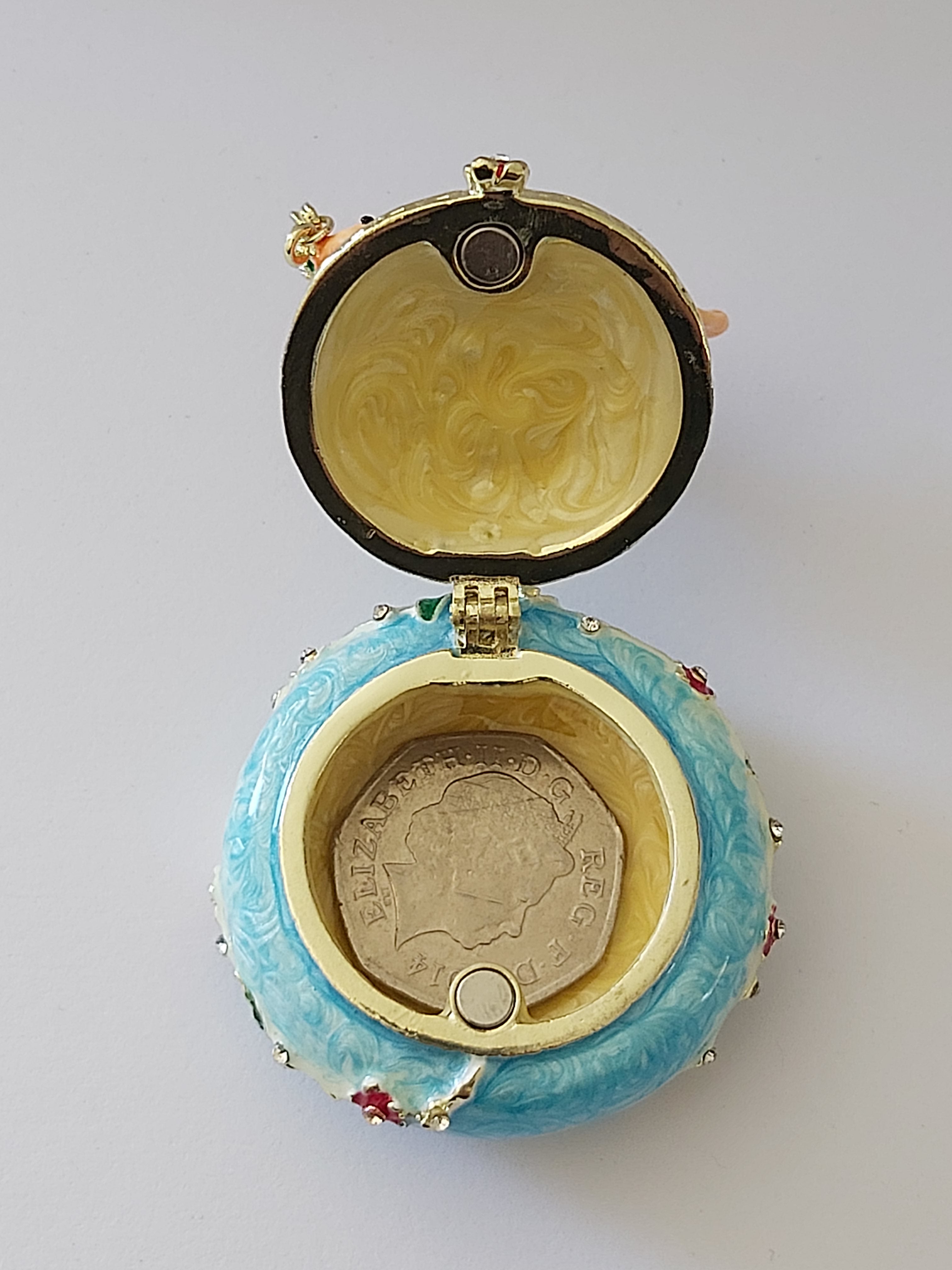 decorative bird trinket pot with rhinestones