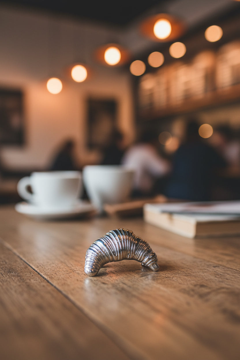 silver croissant brooch