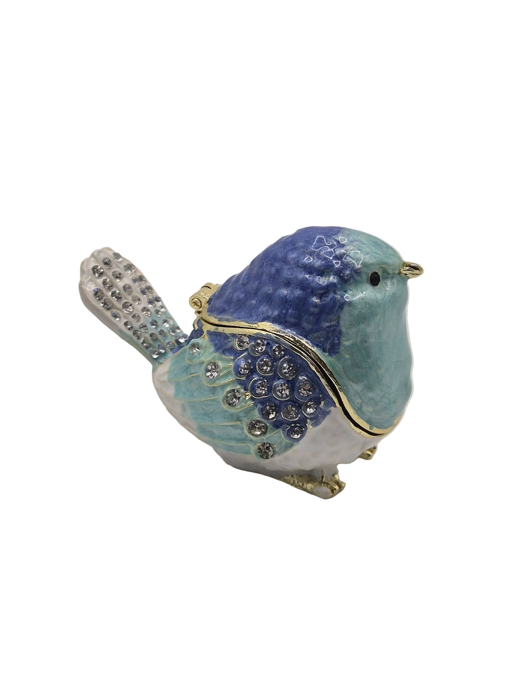Blue bird trinket dish with rhinestone  accents