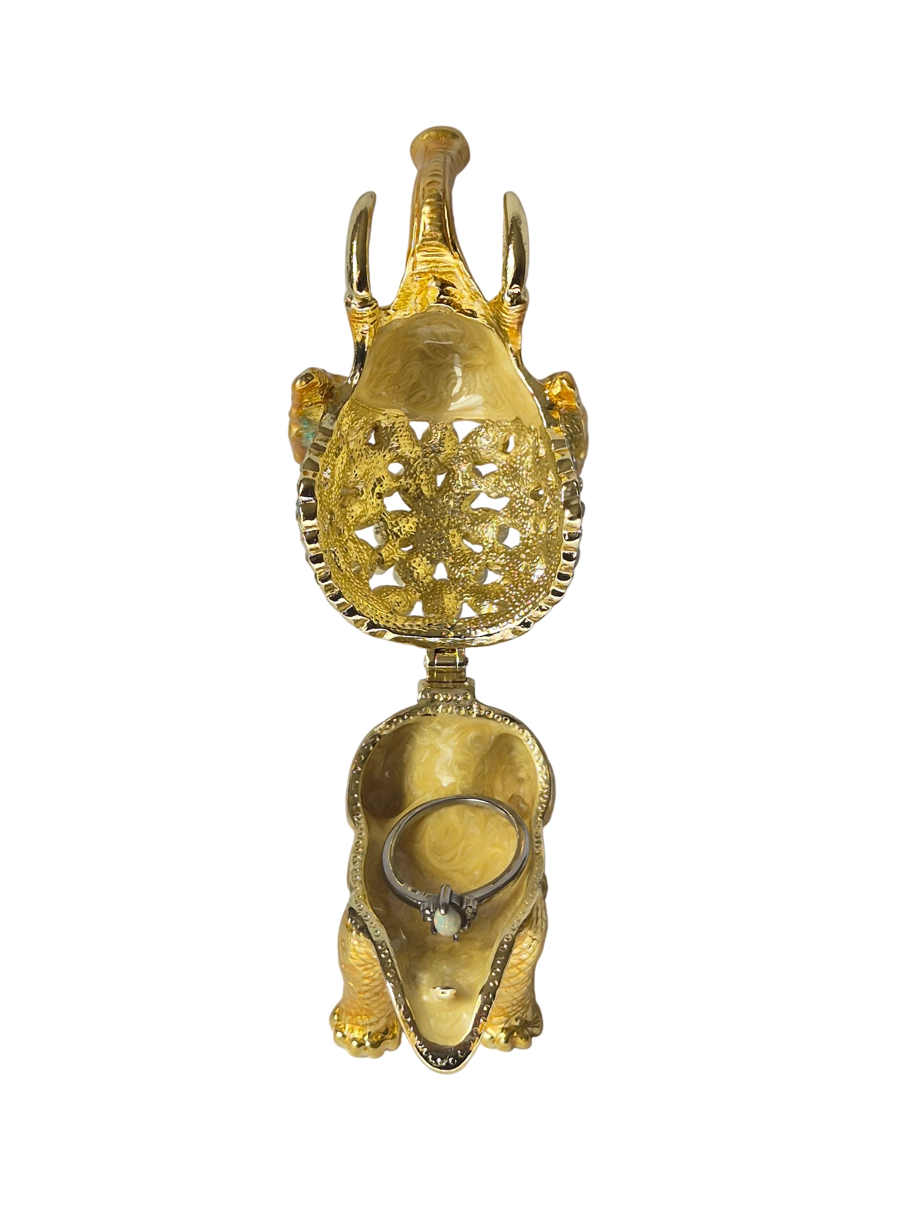 Gold jewel elephant trinket dish 