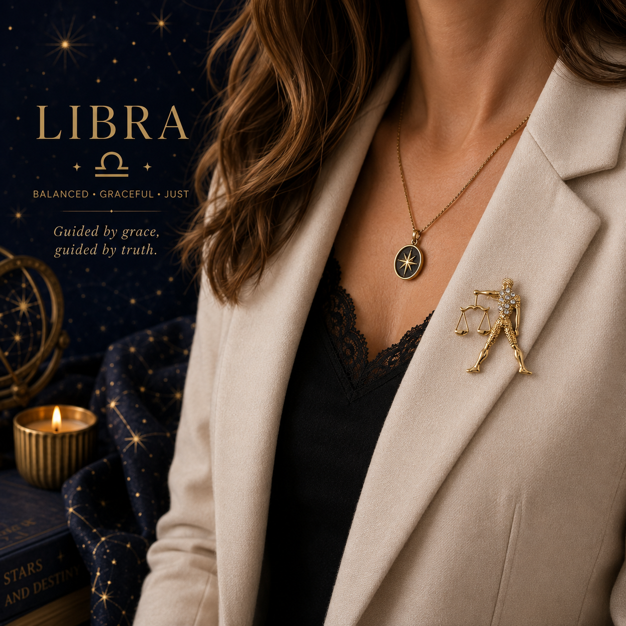 Libra Zodiac Sign Brooch