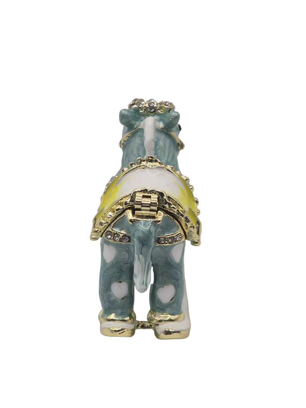rocking horse trinket storage pot with rhinestones and bow