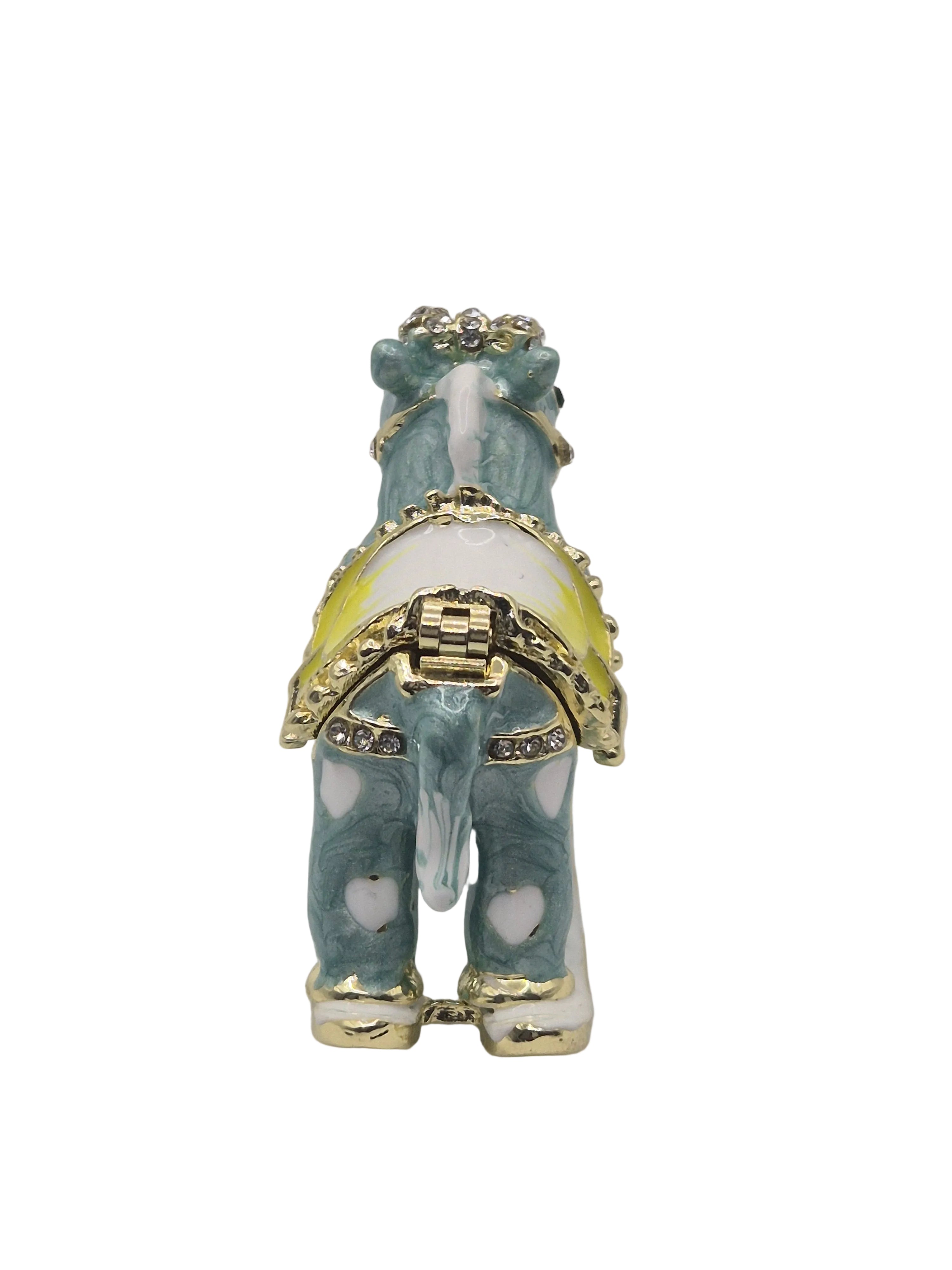 rocking horse trinket storage pot with rhinestones and bow