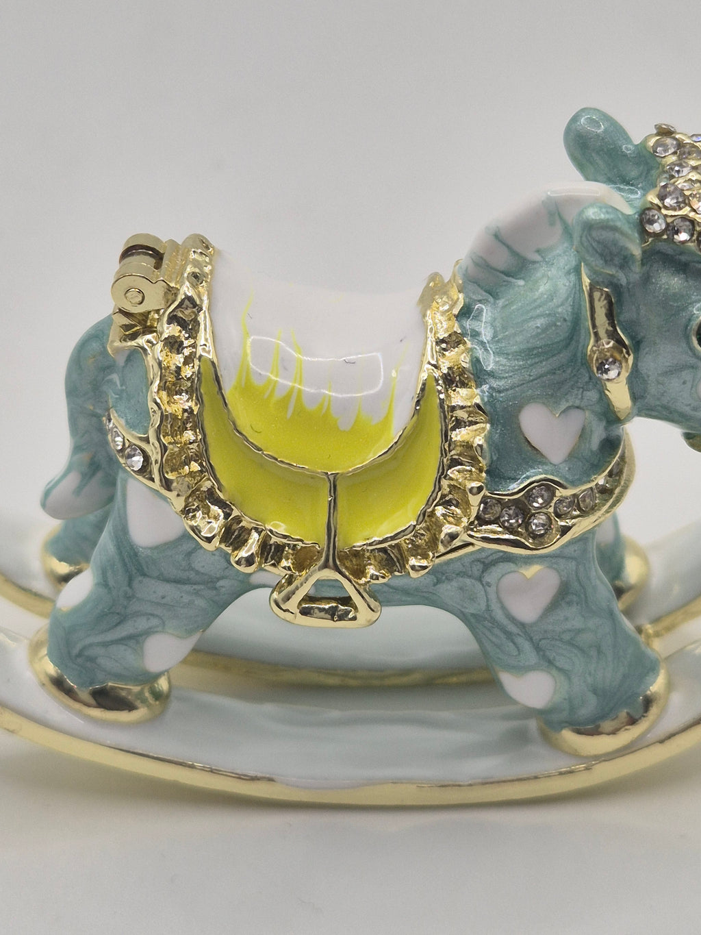 rocking horse trinket storage pot with rhinestones and storage