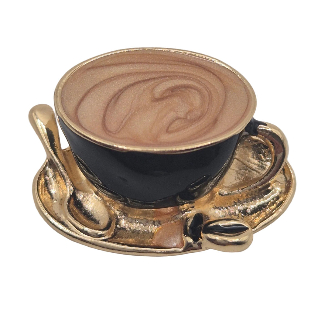 frothy coffee cup and saucer brooch