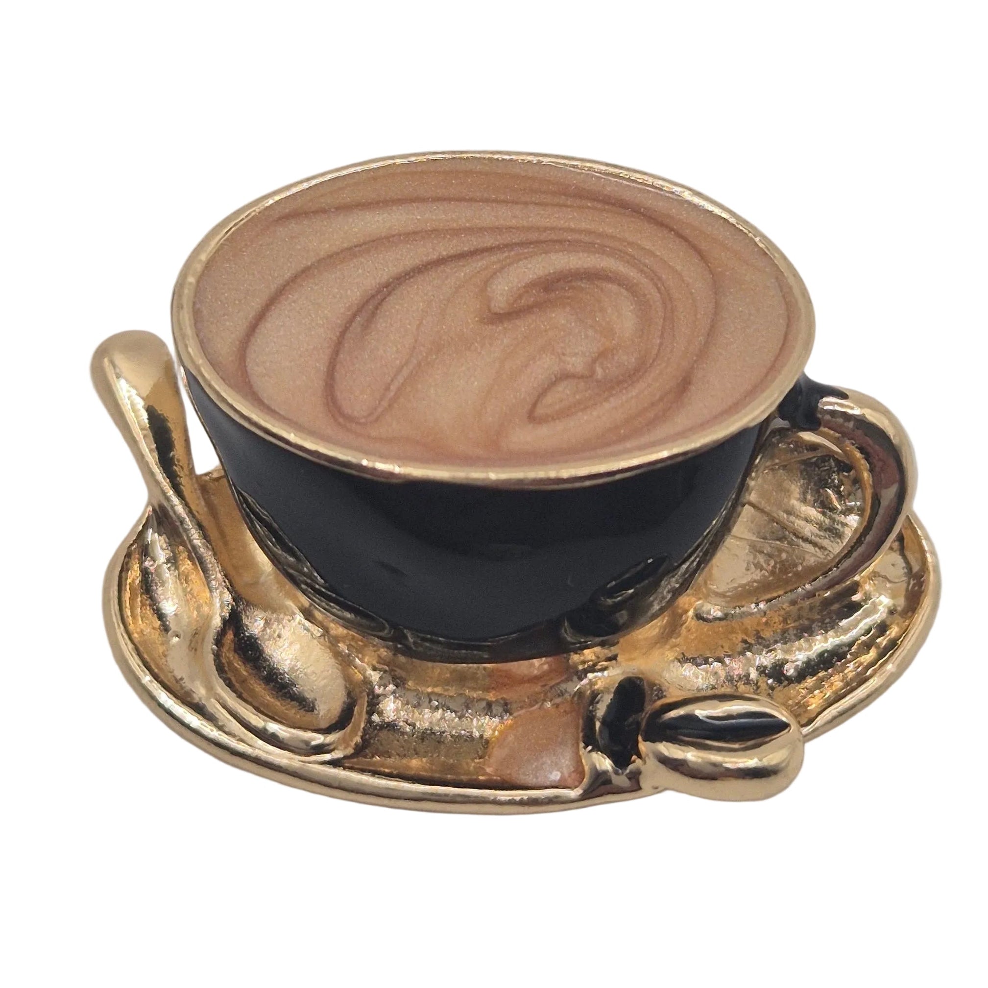 frothy coffee cup and saucer brooch