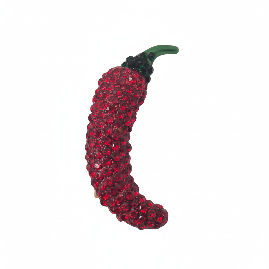 red rhinestone chilli pepper brooch