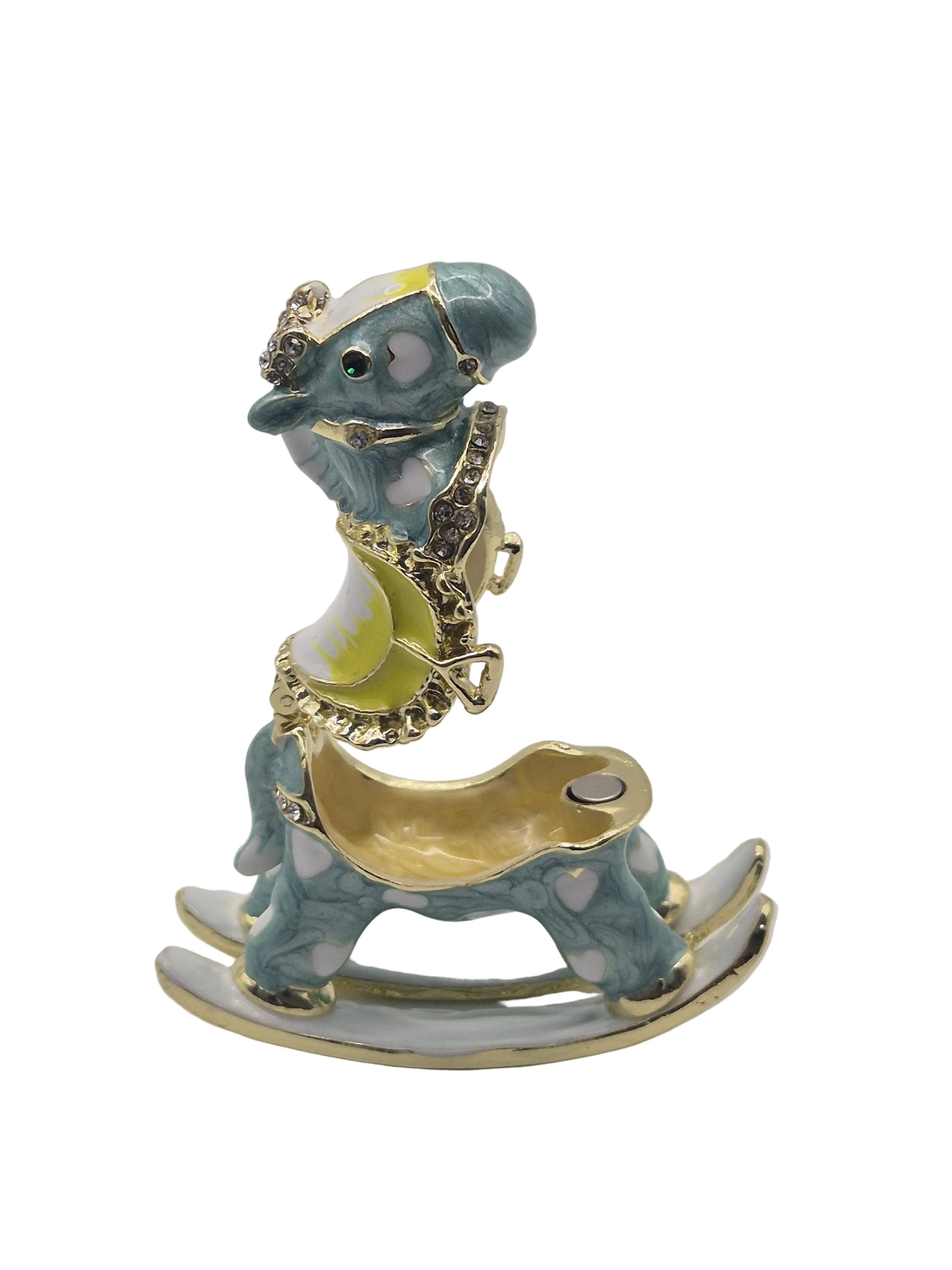 rocking horse trinket storage pot and rhinestone detail