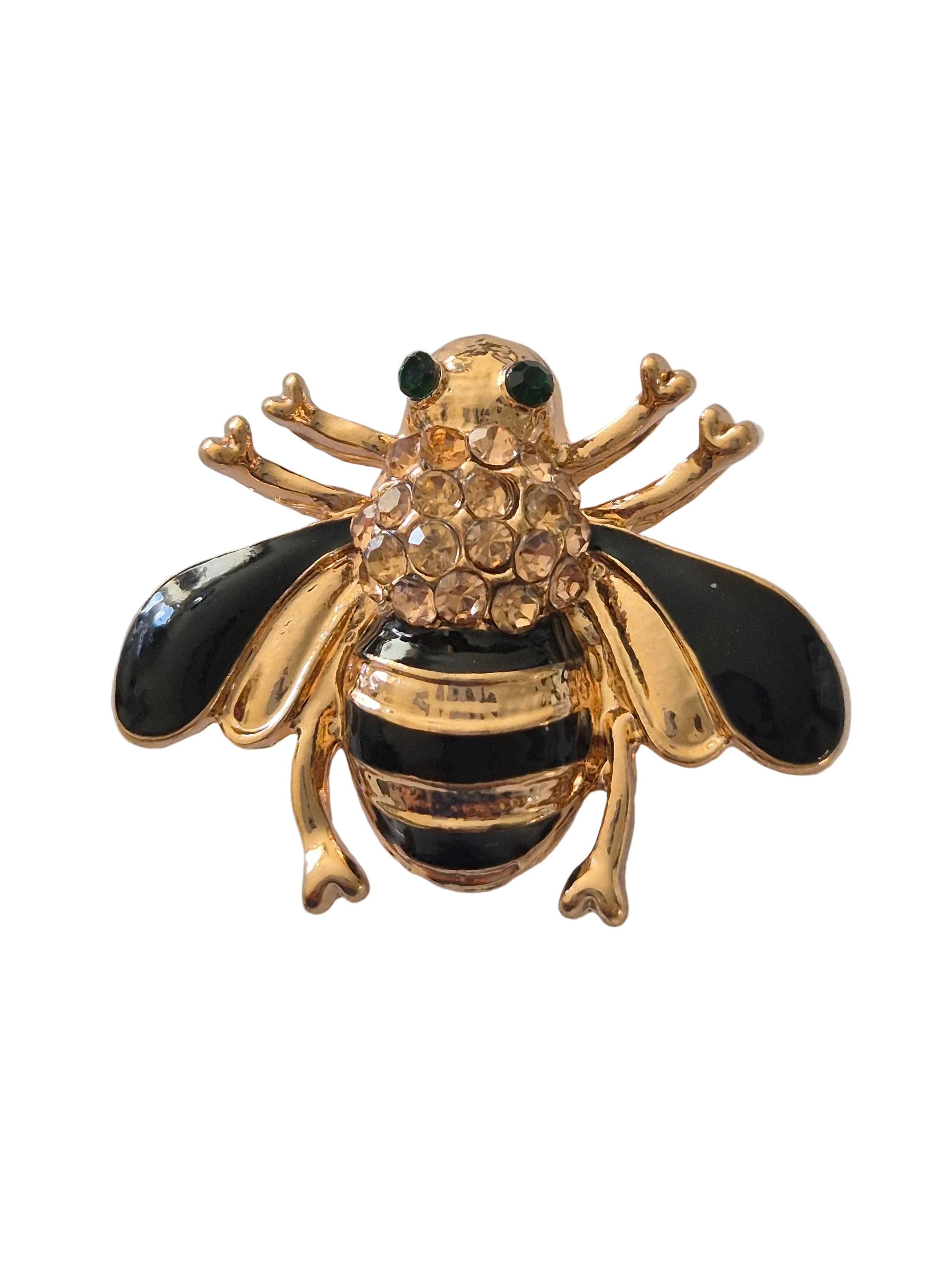 gold and black bee brooch