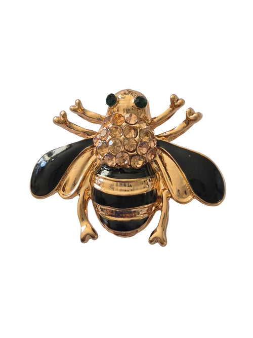 gold and black bee brooch
