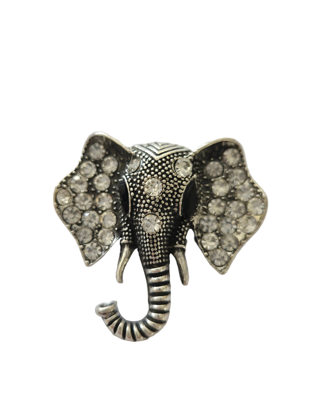 Silver brooch with gemstones on a light gray background elephant brooch