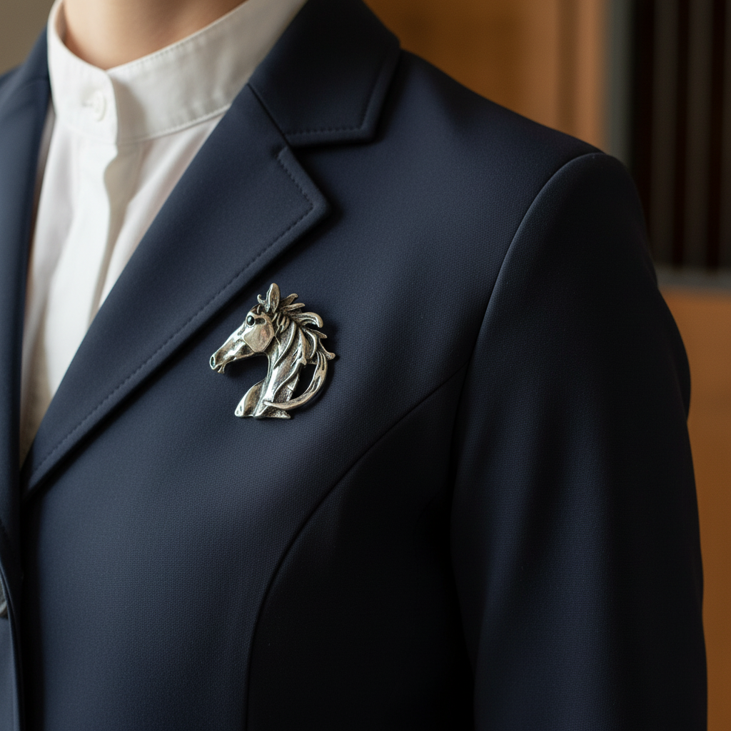 Horse Brooch on jacket 