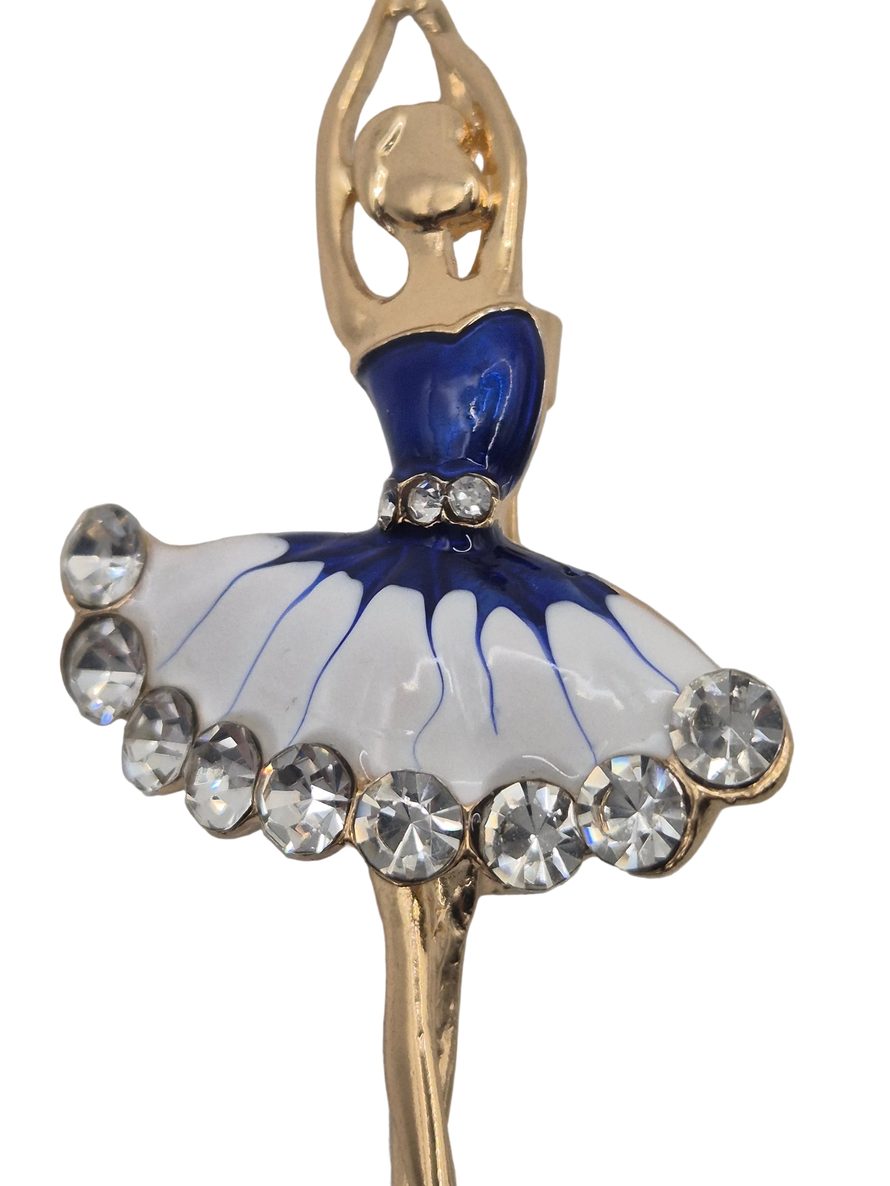 dancing figure ballerina brooch with rhinestone detail
