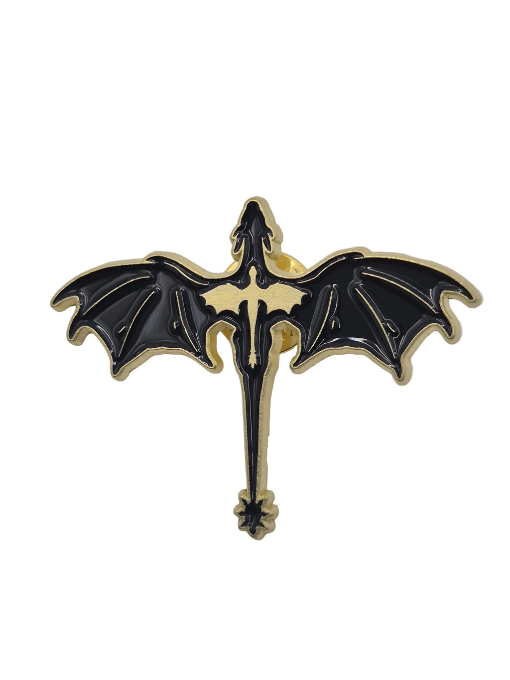 Black and gold metal dragon brooch