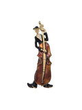 Violin-shaped brooch with a bow on a gray background