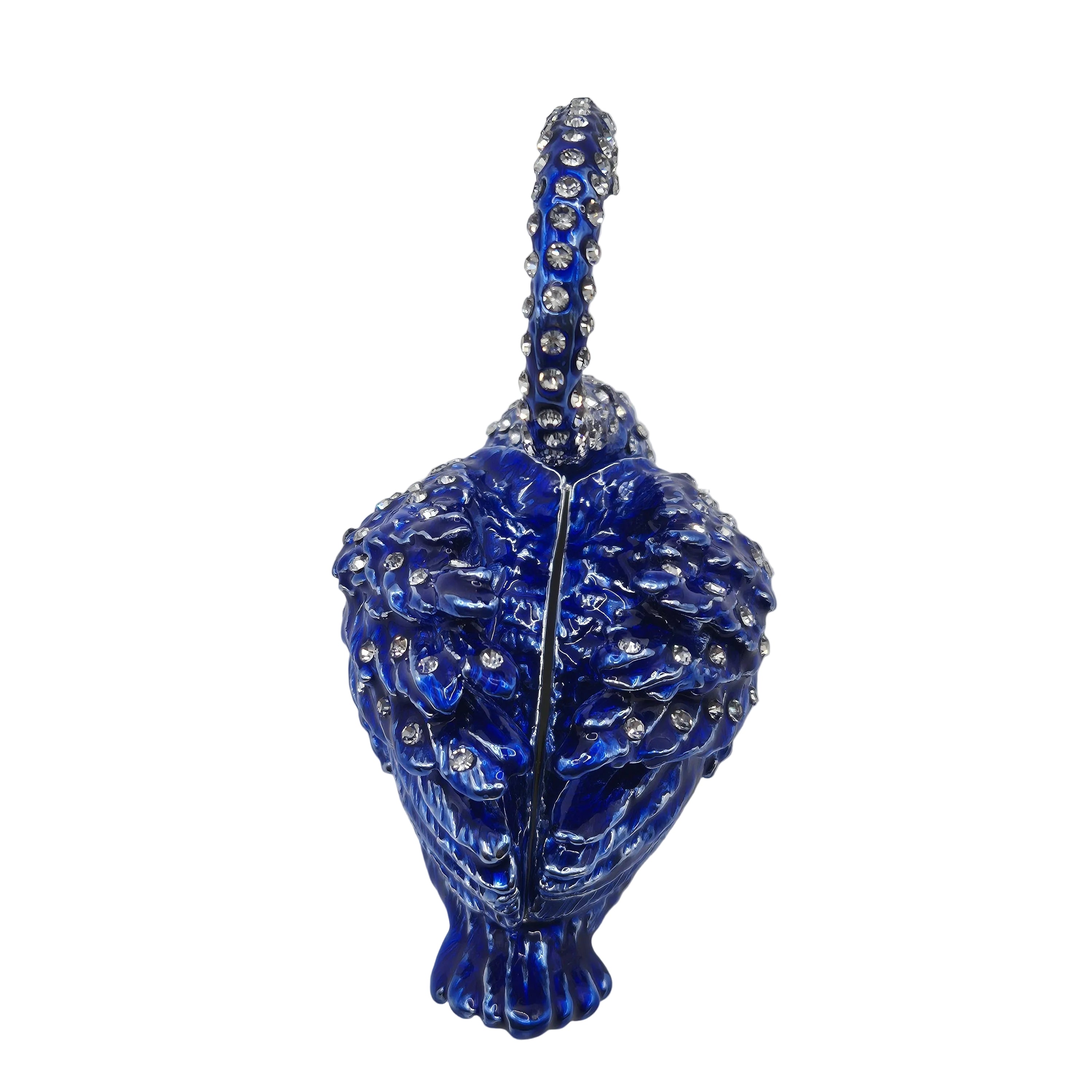 Blue swan jewellery trinket dish with rhinestone detailing