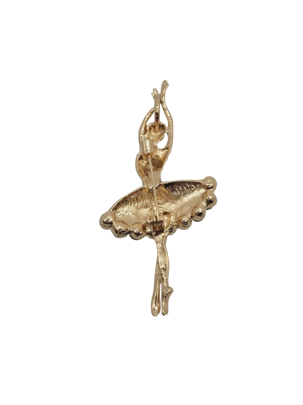 dancing figure brooch with rhinestone detail reverse side