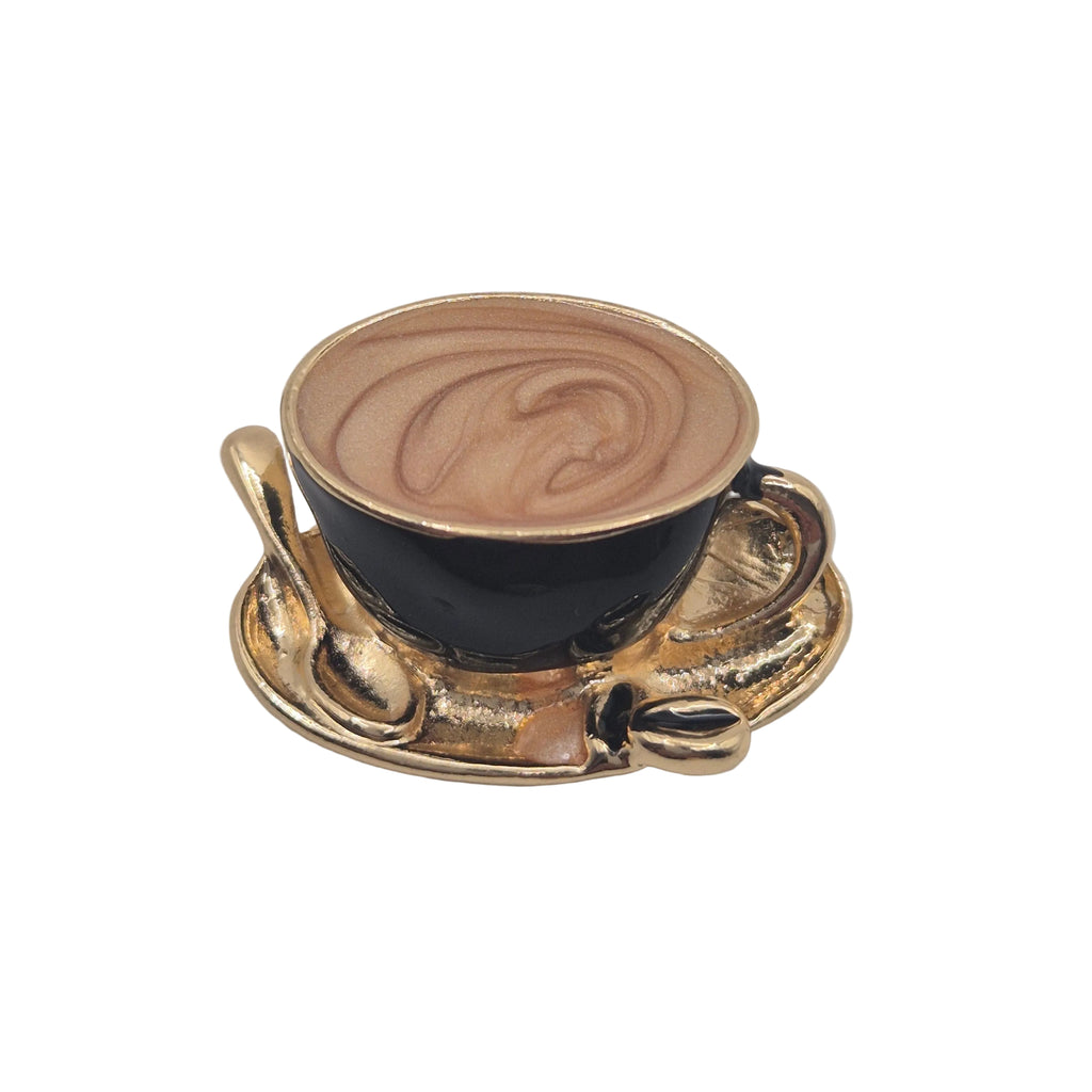 frothy coffee cup and saucer brooch