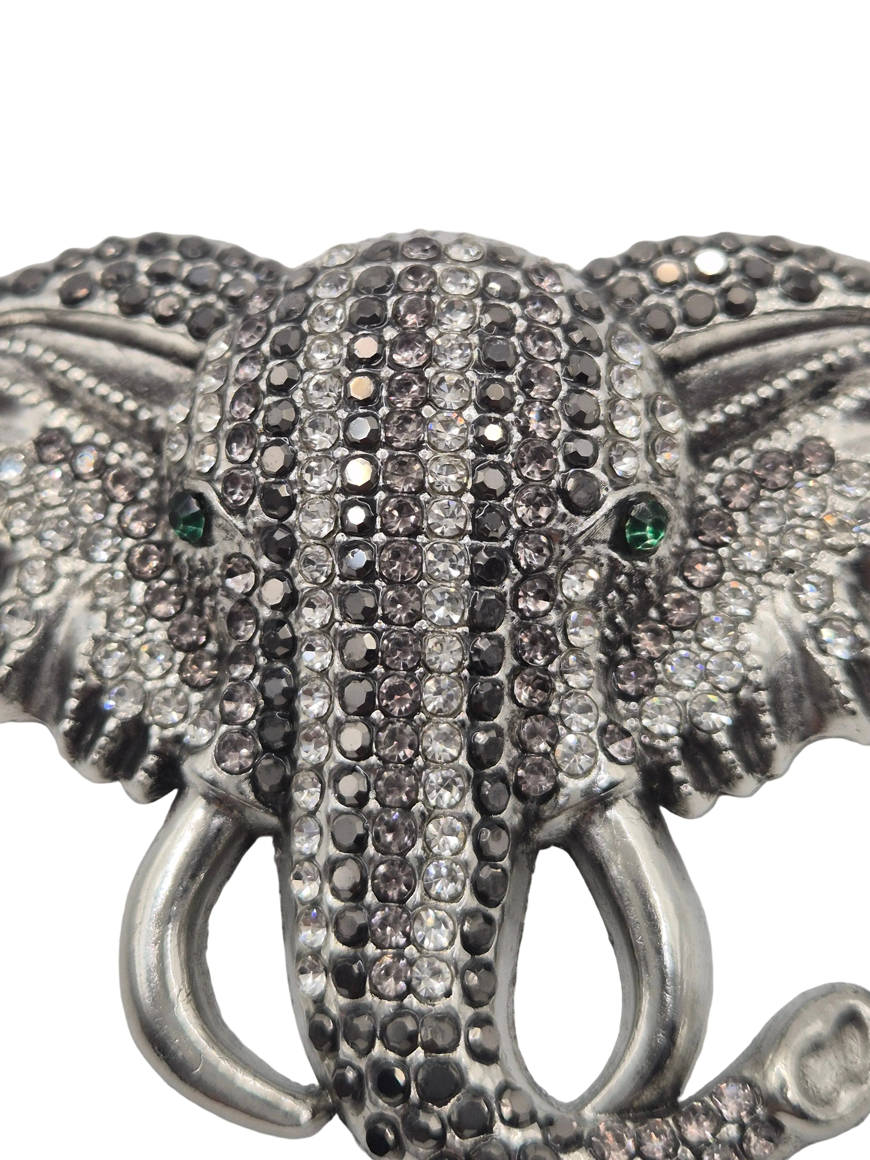 Silver rhinestone elephant brooch gift for elephant lovers