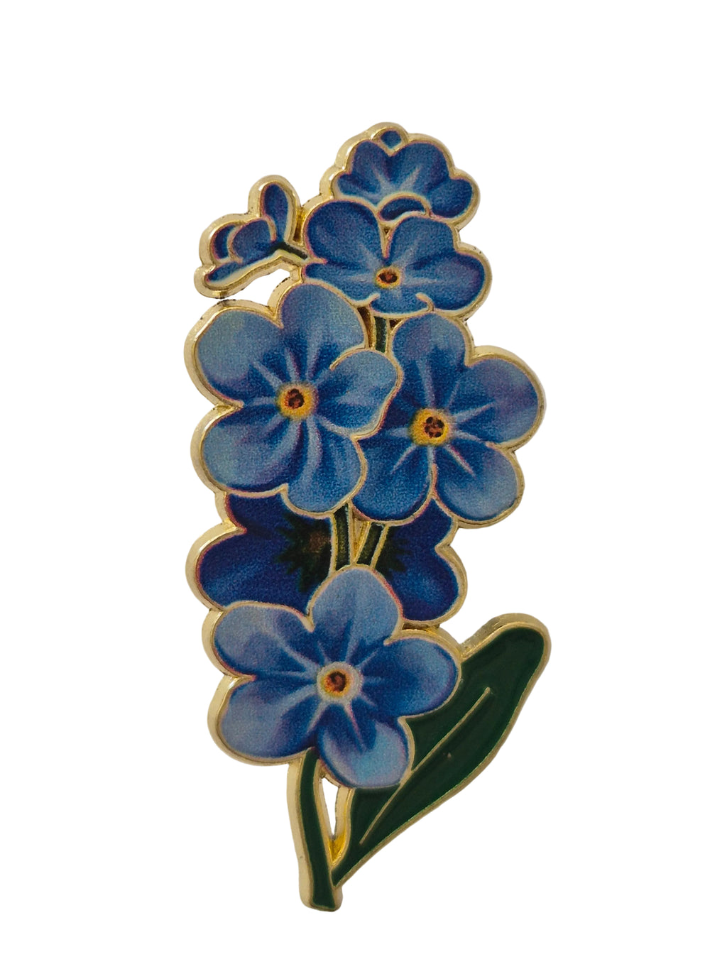 Blue flower-shaped brooch on a white background