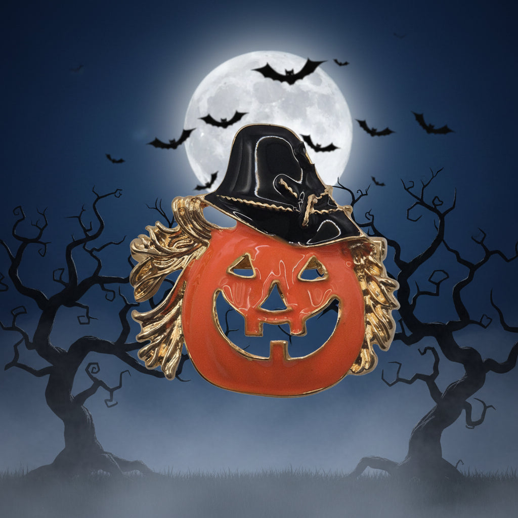 Halloween Witch Design Pumpkin Brooch Pin